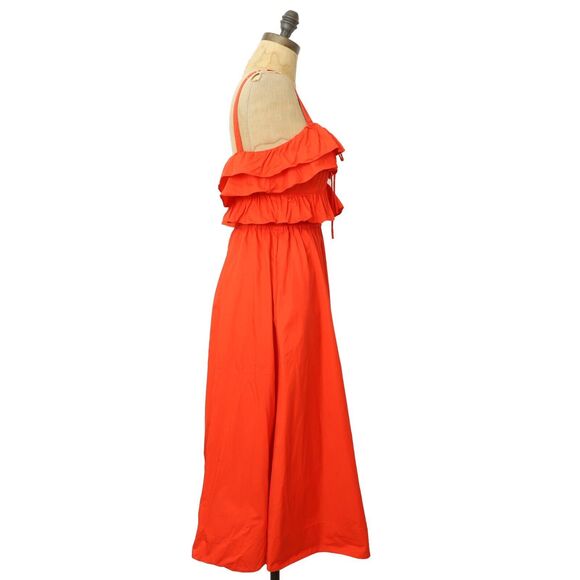 JASON WU Ruffle Bodice Midi Dress 4 Firecracker Red A-Line Sleeveless EUC B69 - Picture 3 of 7